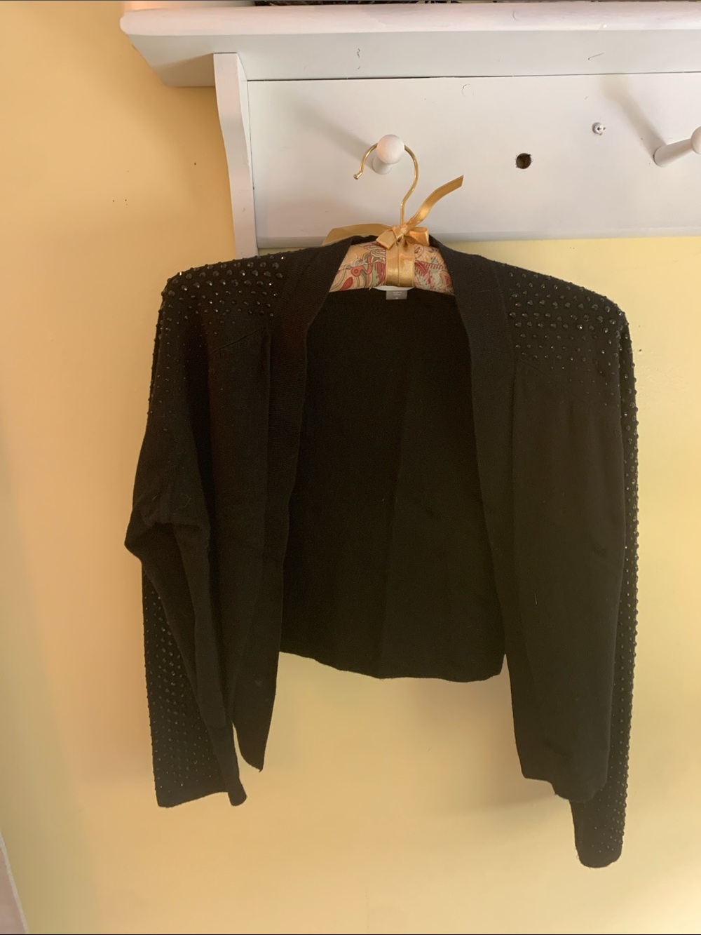 Calvin Klein Black Off-the-Shoulder Studded Sweater